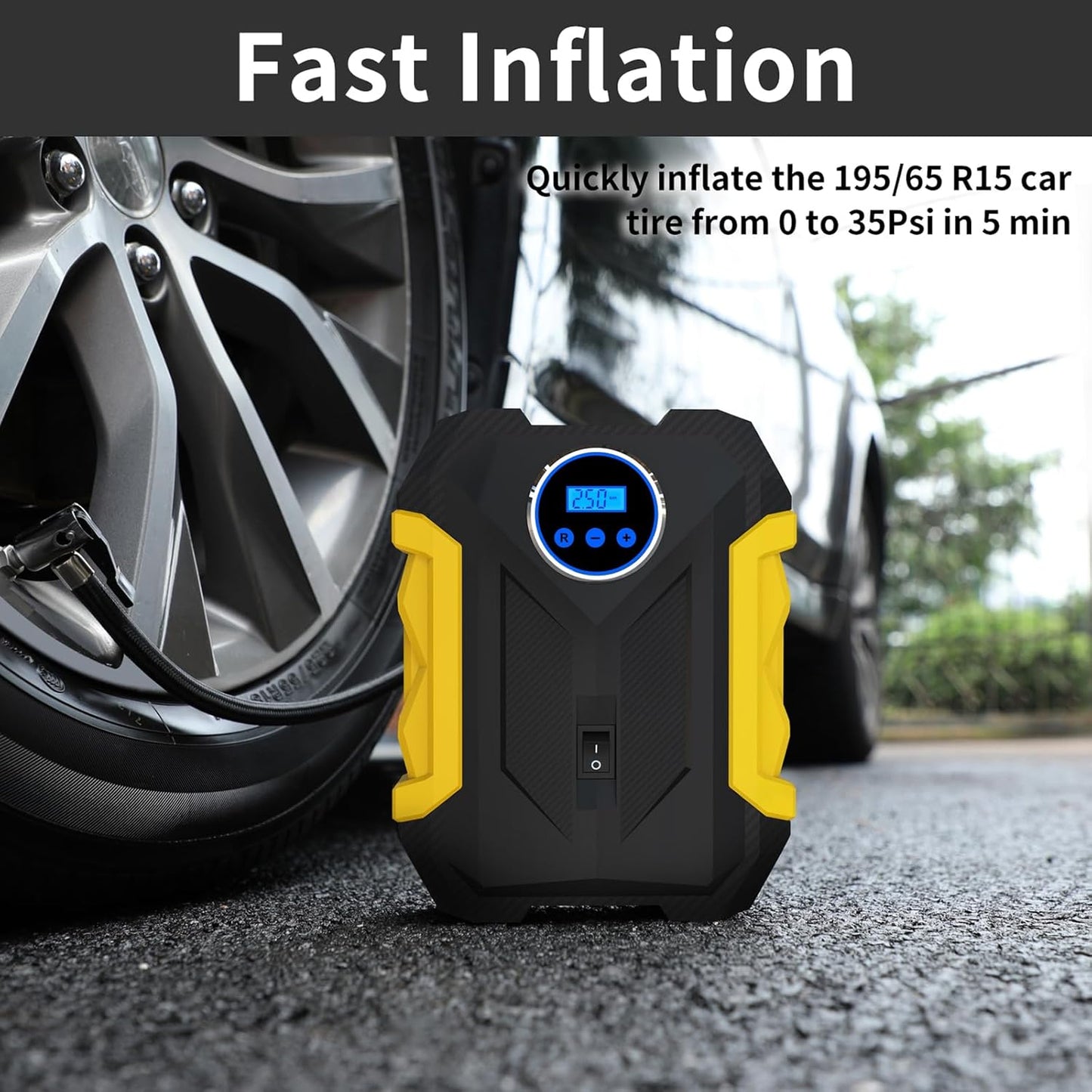 Bomba de Aire Portátil 12v con Linterna Led Digital